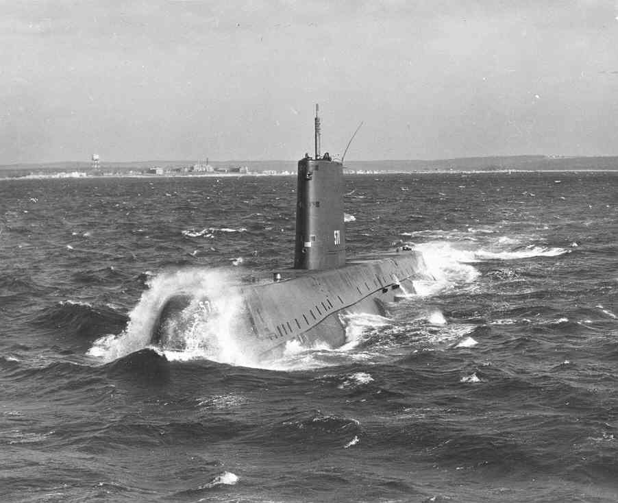 Nautilus underway in water under nuclear power